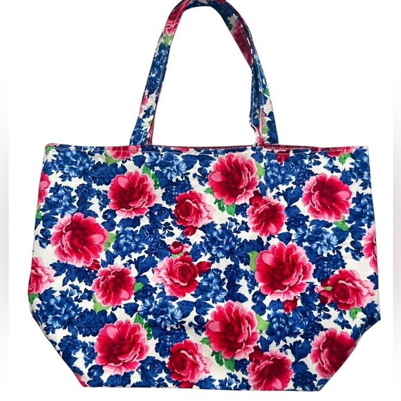 Handmade Colorful Floral Fabric Cotton Tote Bag All Purpose Carry Shoulder Purse - Picture 12 of 12